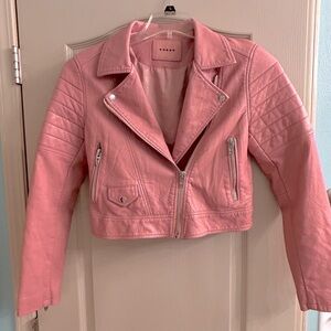 BLANKNYC faux Leather moto Jacket, pink. Sz S